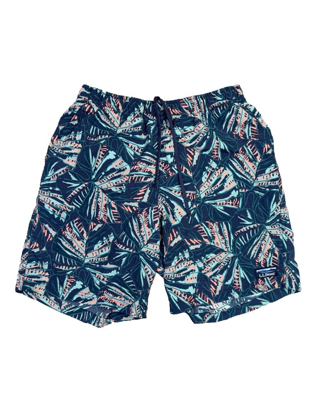 LL Bean Swim Trunks Mens M Tropical Hawaiian Floral Mesh Lined Shorts 509842